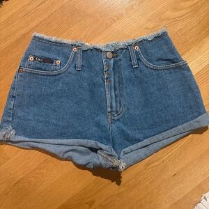 LEI Frayed Hem Blue Jean Shorts